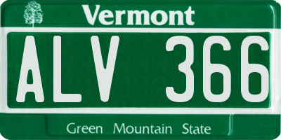 VT license plate ALV366