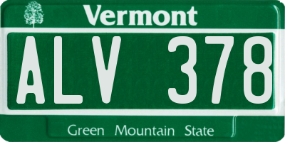 VT license plate ALV378
