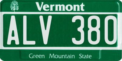 VT license plate ALV380