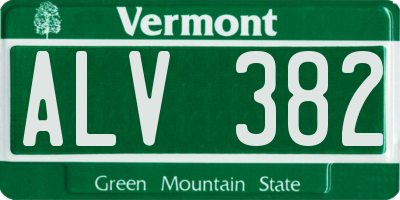 VT license plate ALV382