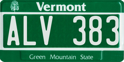 VT license plate ALV383
