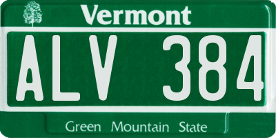 VT license plate ALV384