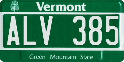 VT license plate ALV385