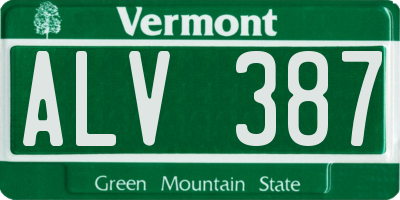 VT license plate ALV387