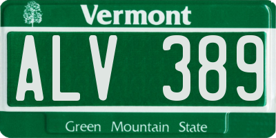 VT license plate ALV389