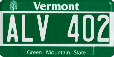 VT license plate ALV402