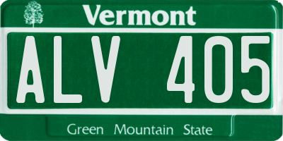 VT license plate ALV405