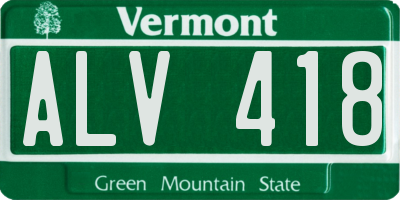 VT license plate ALV418