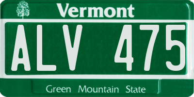 VT license plate ALV475