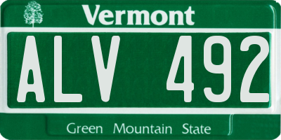 VT license plate ALV492
