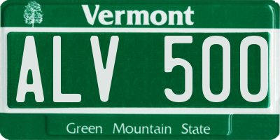 VT license plate ALV500