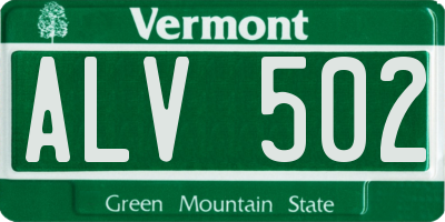 VT license plate ALV502
