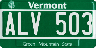 VT license plate ALV503