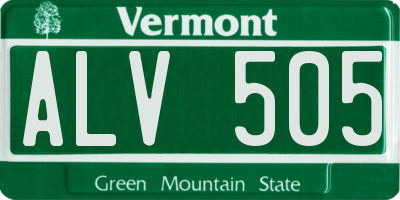 VT license plate ALV505