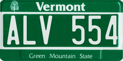 VT license plate ALV554
