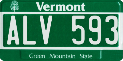 VT license plate ALV593