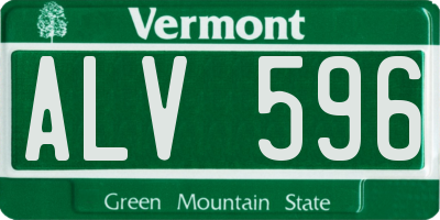 VT license plate ALV596