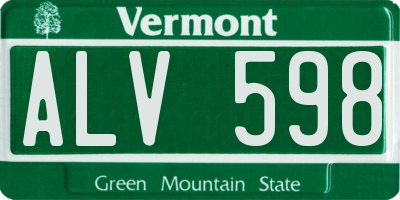 VT license plate ALV598