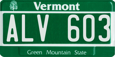 VT license plate ALV603