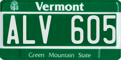 VT license plate ALV605