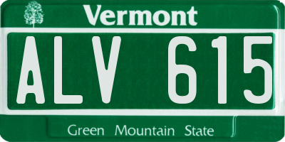 VT license plate ALV615