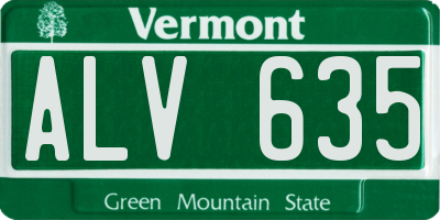 VT license plate ALV635