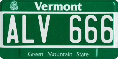VT license plate ALV666