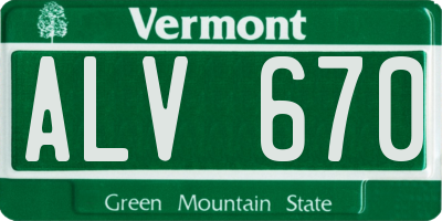 VT license plate ALV670