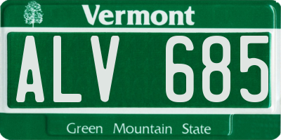 VT license plate ALV685