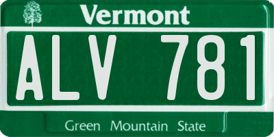 VT license plate ALV781
