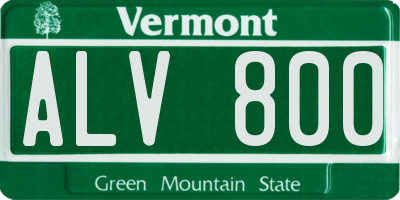 VT license plate ALV800