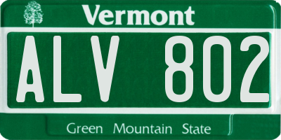 VT license plate ALV802