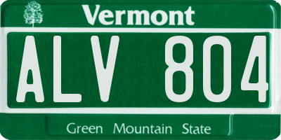 VT license plate ALV804