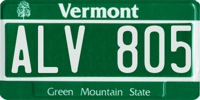 VT license plate ALV805
