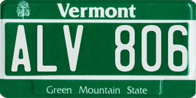 VT license plate ALV806