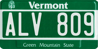 VT license plate ALV809