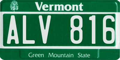 VT license plate ALV816