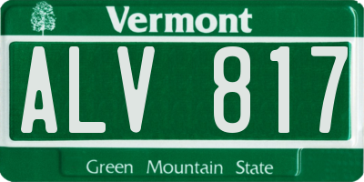 VT license plate ALV817