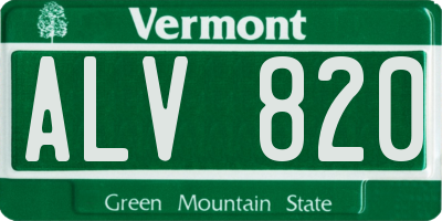 VT license plate ALV820