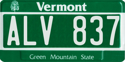 VT license plate ALV837