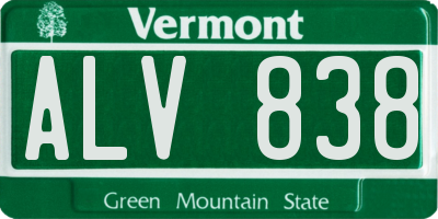 VT license plate ALV838