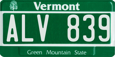 VT license plate ALV839