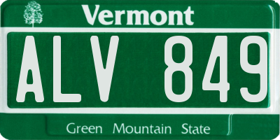 VT license plate ALV849