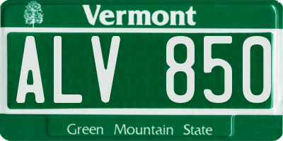 VT license plate ALV850