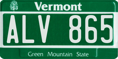 VT license plate ALV865