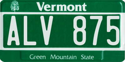 VT license plate ALV875