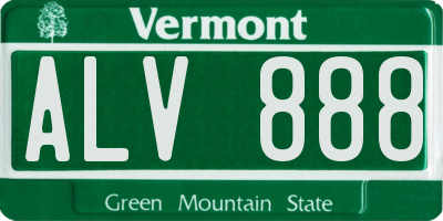 VT license plate ALV888
