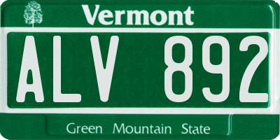 VT license plate ALV892