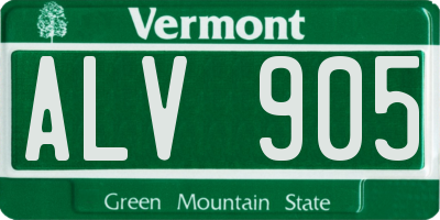 VT license plate ALV905