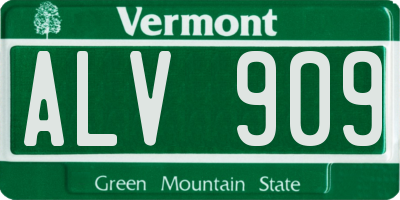 VT license plate ALV909